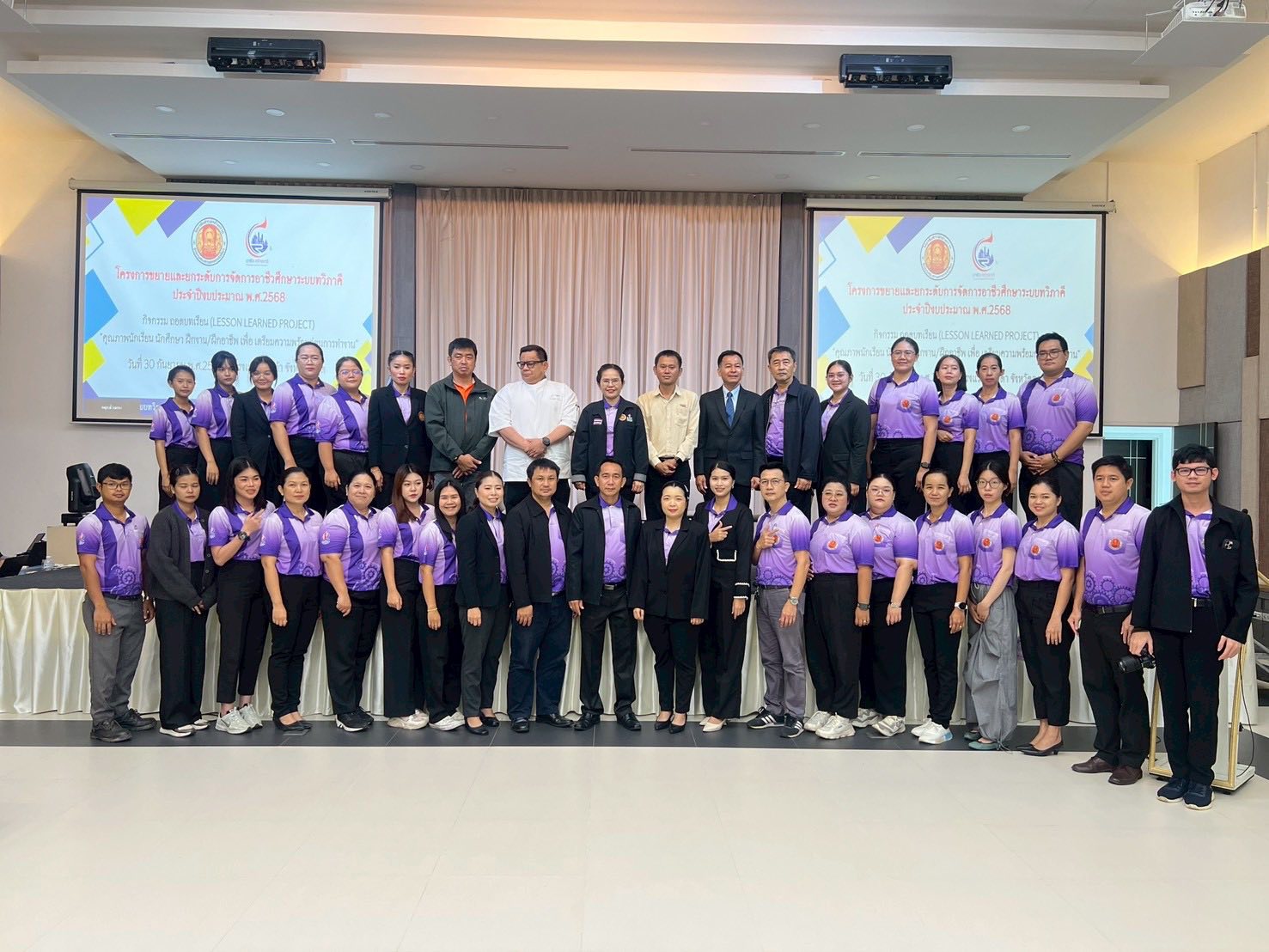 โครงการขยายและยกระดับการจัดการอาชีวศึกษาระบบทวิภาคี ประจำปีงบประมาณ 2568 กิจกรรมถอดบทเรียน (LESSON LEARNED PROJECT) คุณภาพนักเรียน นักศึกษา ฝึกงาน/ฝึกอาชีพ เพื่อเตรียมความพร้อมก่อนการทำงาน